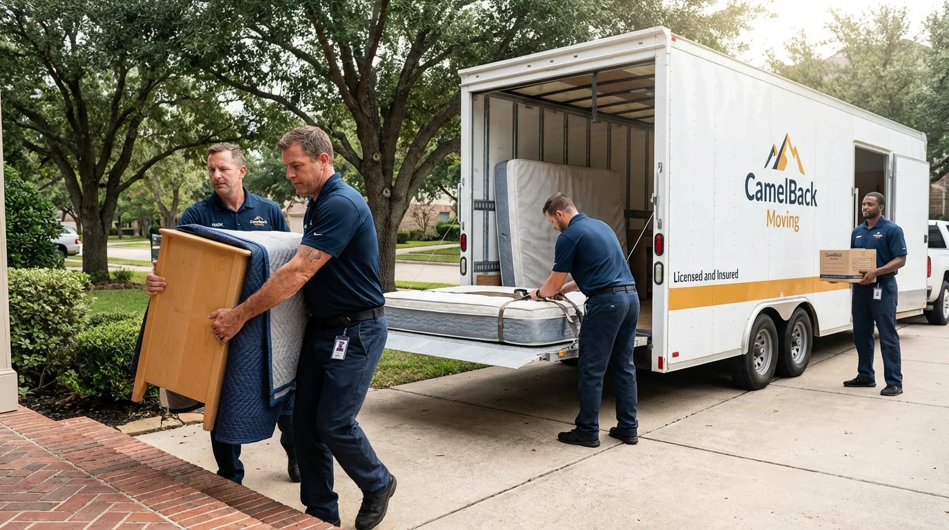 Crew loading residential truck for cross-state move from Rosedale, MS